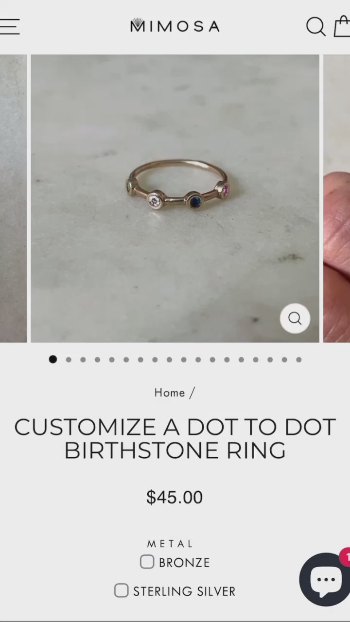 CUSTOMIZE A DOT TO DOT BIRTHSTONE RING