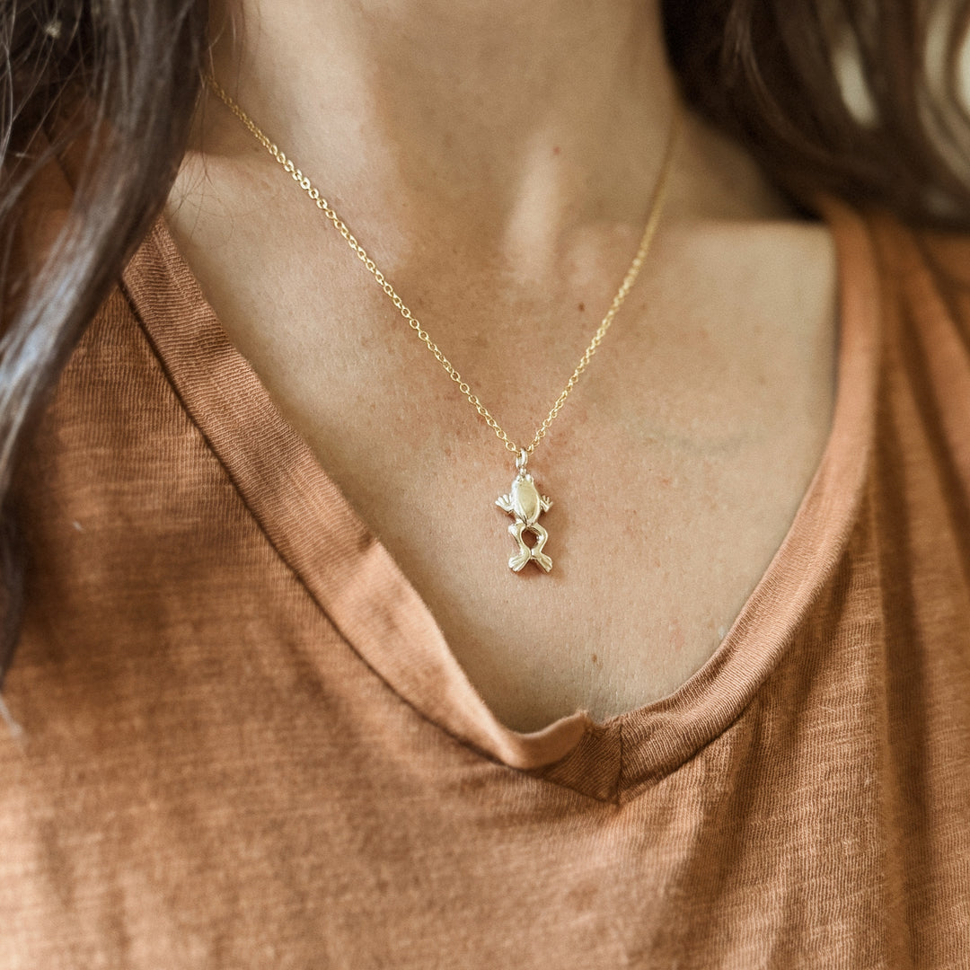 Frog Necklace in bronze