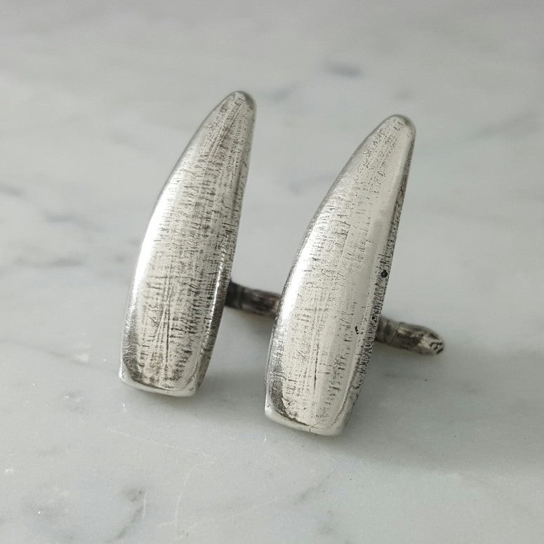 Handmade Sterling Silver Alligator Tooth Cufflinks