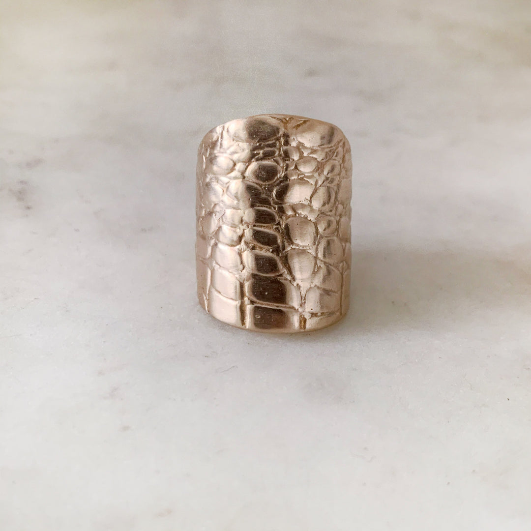 Handmade Bronze Alligator Skin Ring