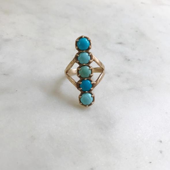 TURQUOISE 5 STONE ROW RING - MIMOSA Handcrafted Jewelry