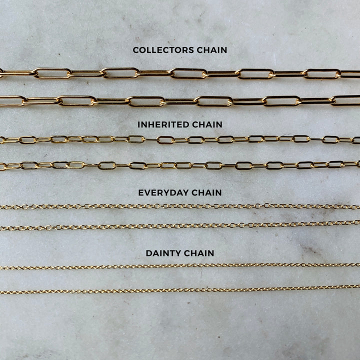 Different types of chains arranged from largest to smallest