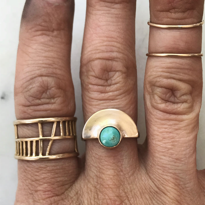 MINIMAL SEMICIRCLE TURQUOISE RING - MIMOSA Handcrafted Jewelry