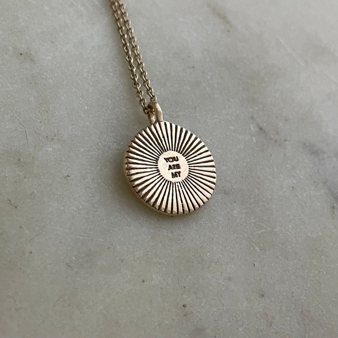 14K GOLD YOU ARE MY SUNSHINE PENDANT — SMALL