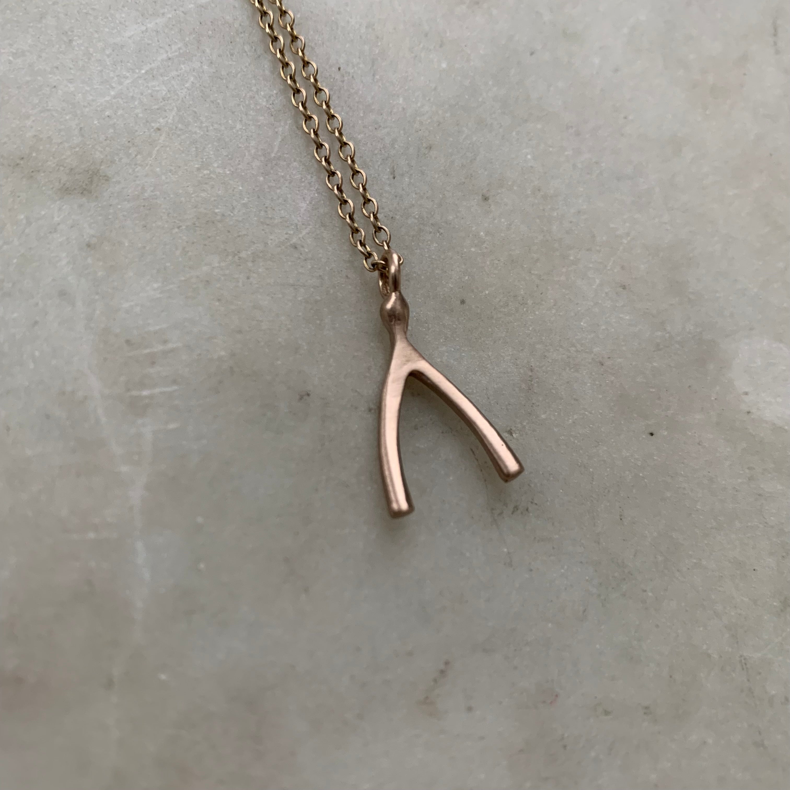 Gold Plated Silver Wishbone Necklace 16 - 24