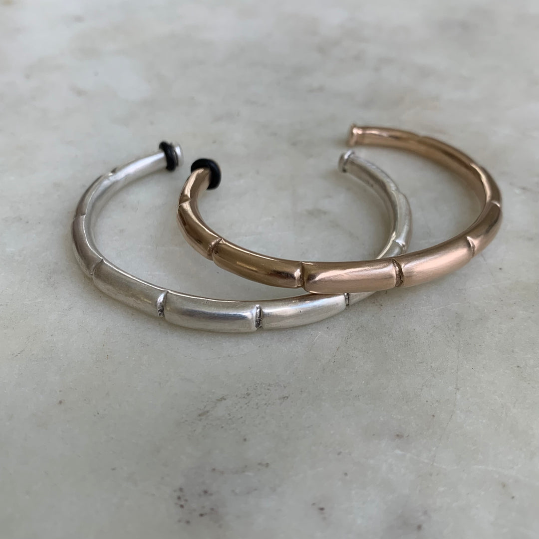 Handmade Bronze and Silver Habit Tracker Cuff Bracelets