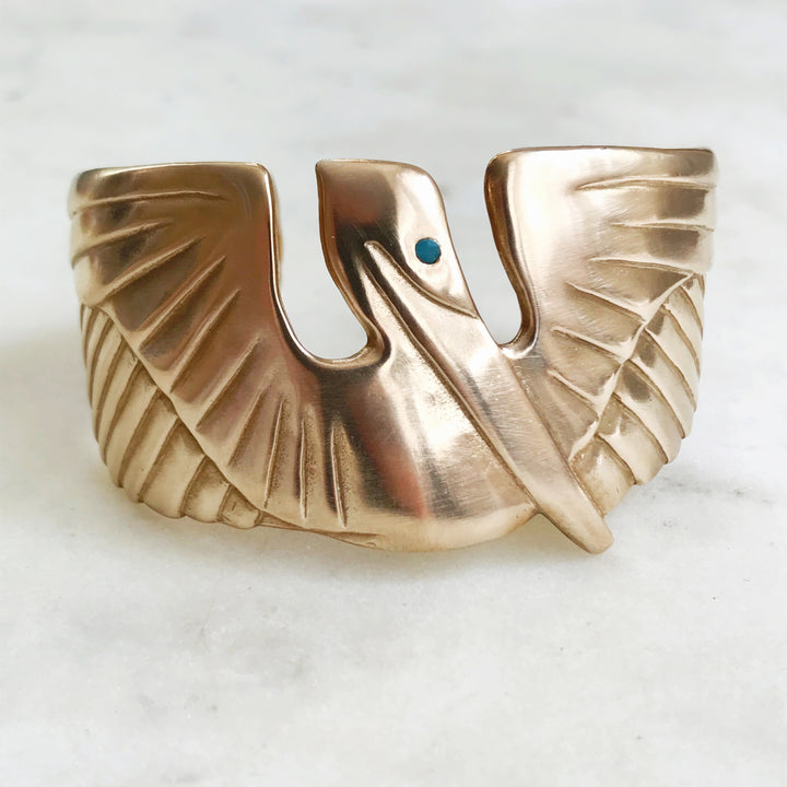 PELICAN CUFF + TURQUOISE EYE - MIMOSA Handcrafted Jewelry