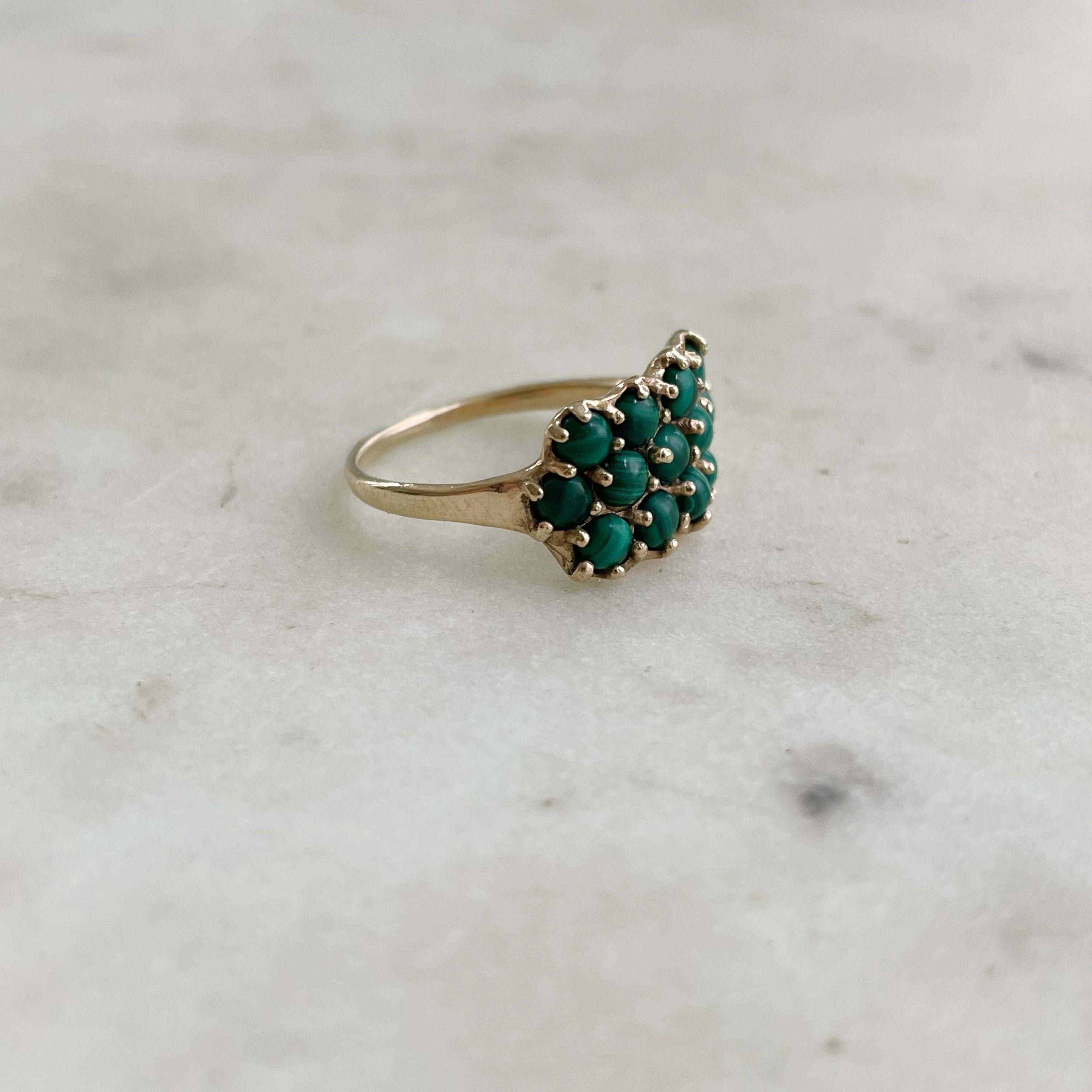 14K Gold 13 Green Stone Ring | MIMOSA Handcrafted