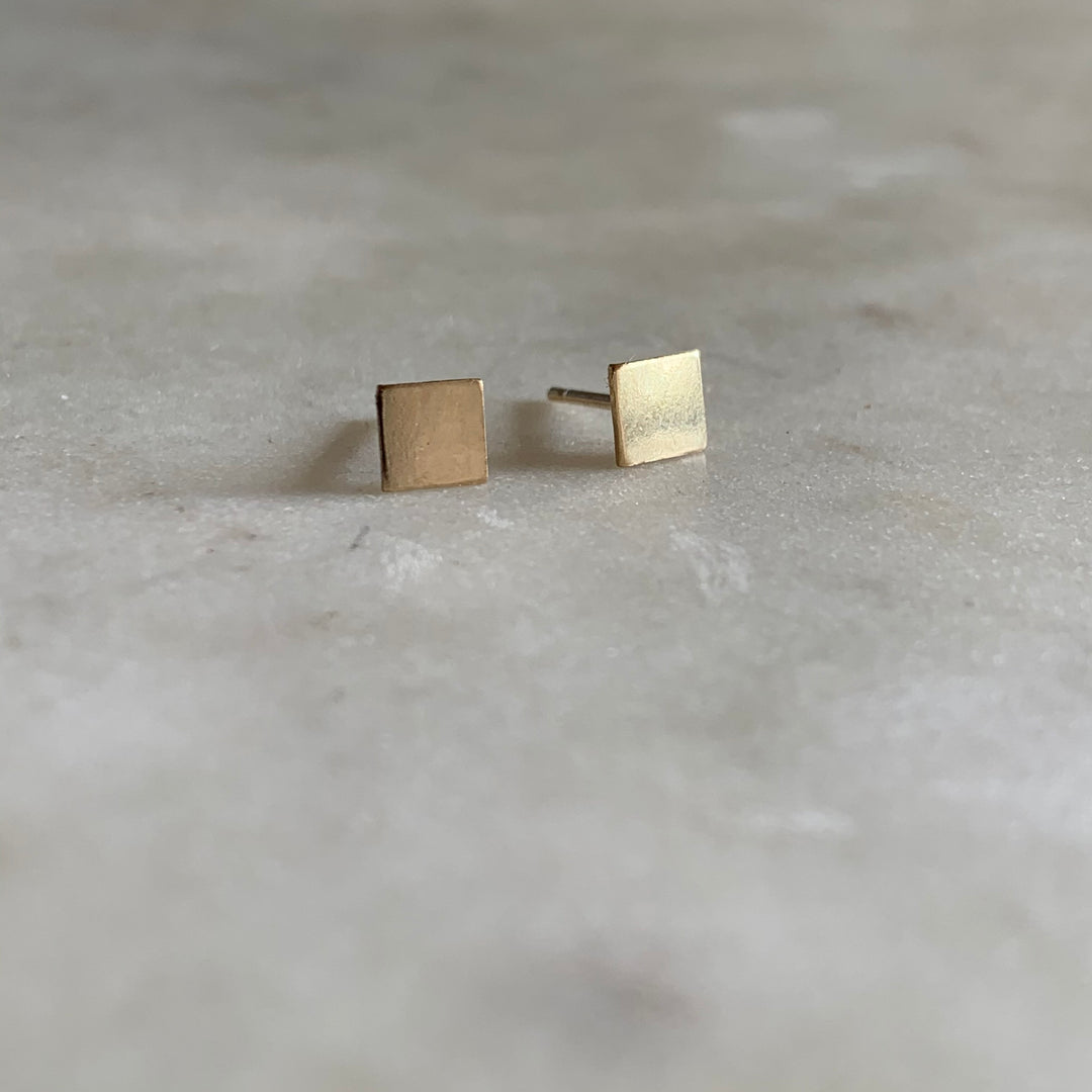 Gold-filled square stud earrings