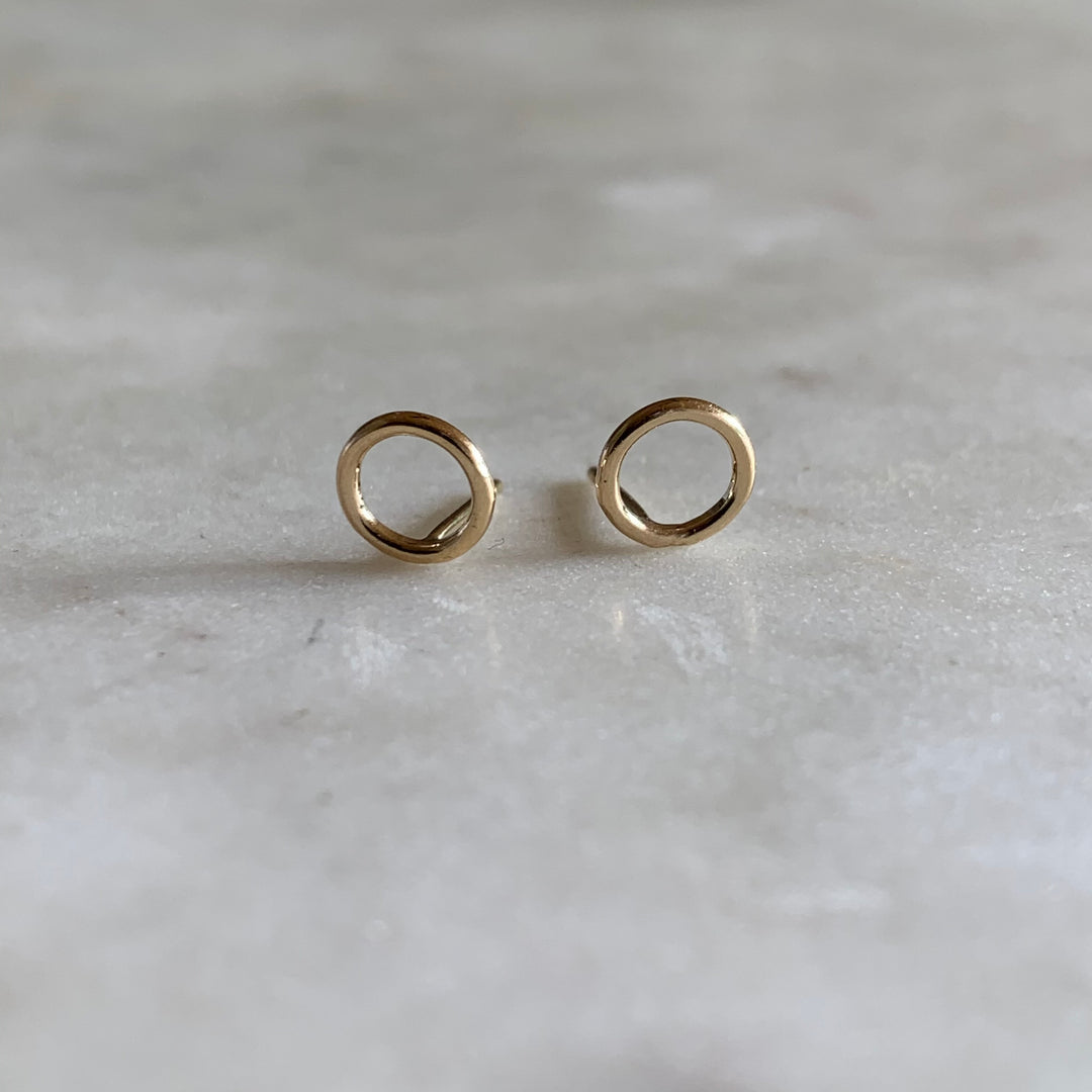 Gold-filled open circle stud earrings