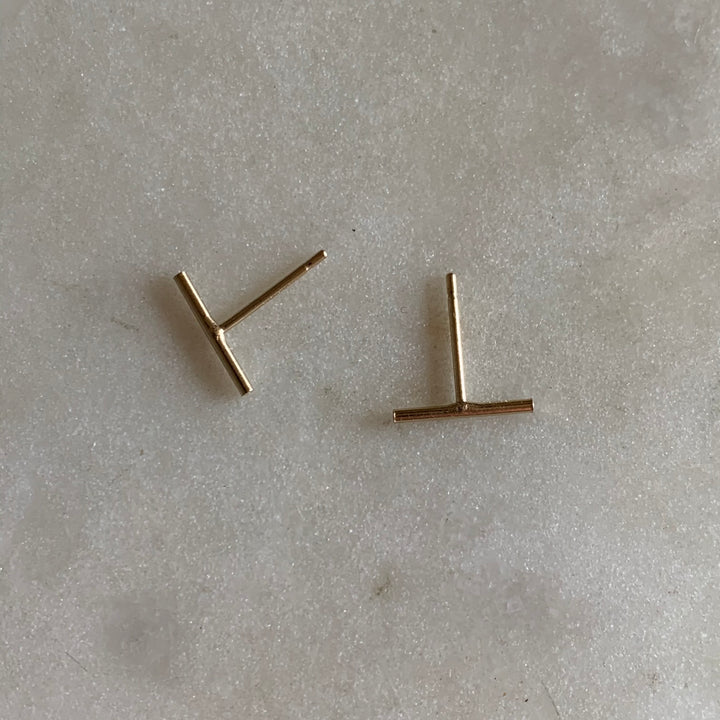 Gold-filled bar stud earrings