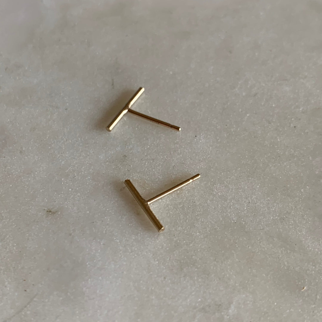 Gold-filled bar stud earrings