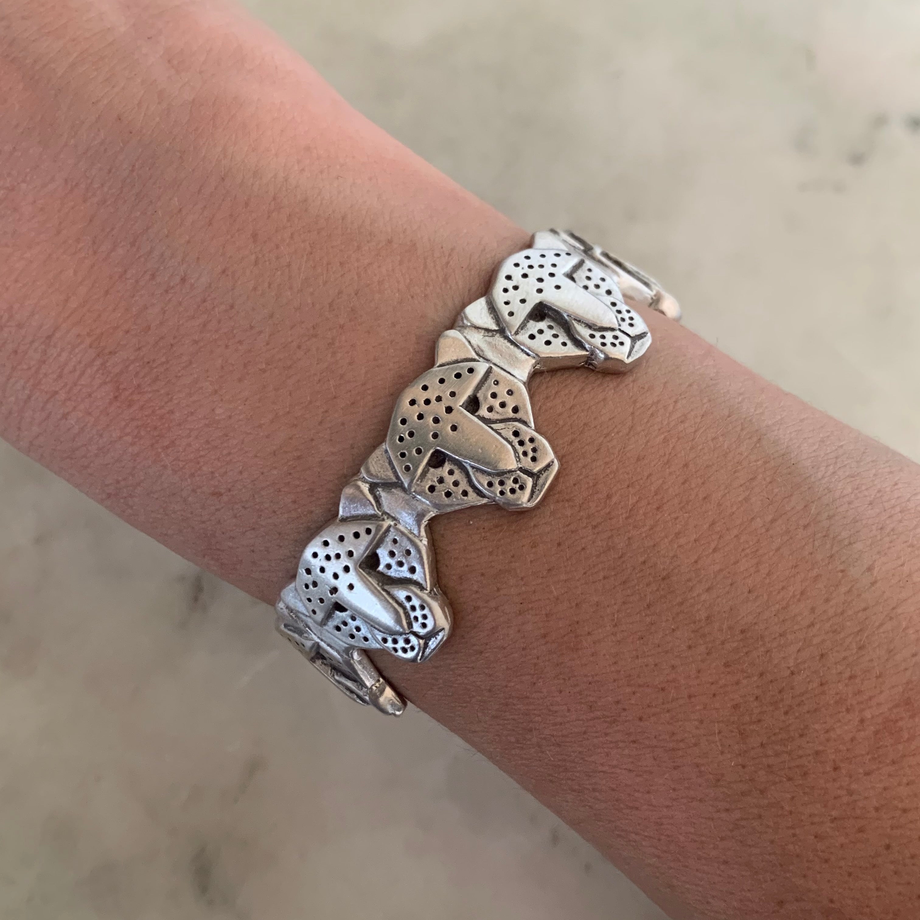 Jaguar, Hinged Rhinestone Bracelet | Clive's Unique Jewelry
