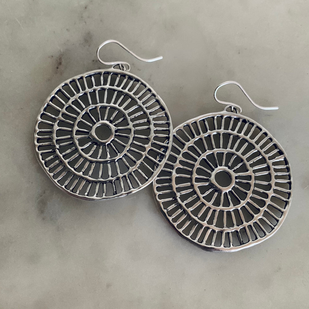 Handmade Sterling Silver Sun Earrings on Sterling Silver Ear Wires