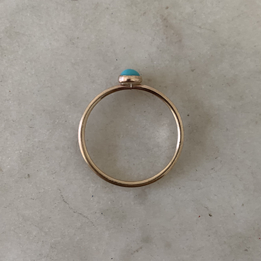 Dainty Gold Ring with One Small Blue Turquoise Stone