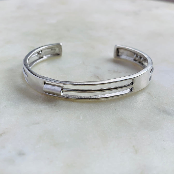 Handmade Sterling Silver Daydreamer Cuff Bracelet with moving parts