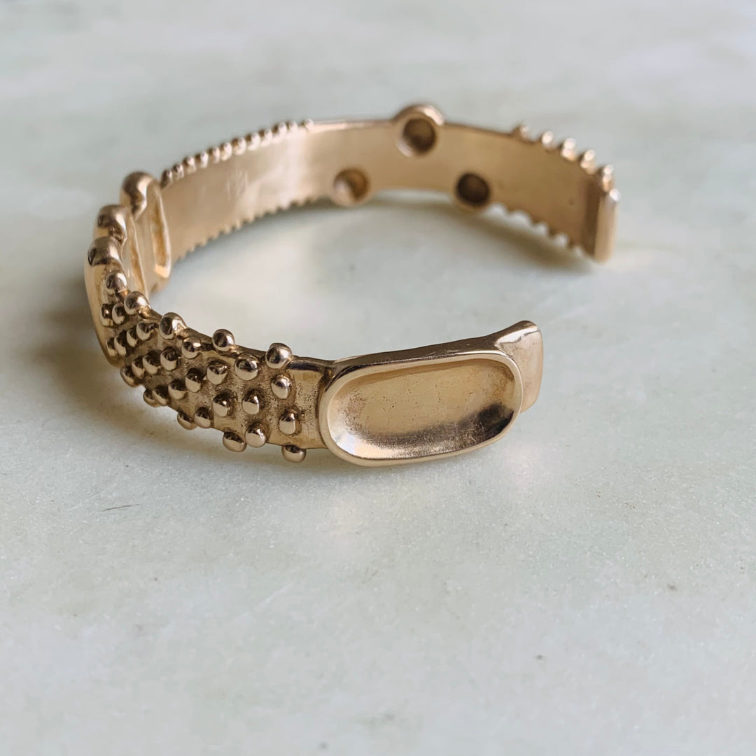 Handmade Bronze Tactile Cuff With Different Textures