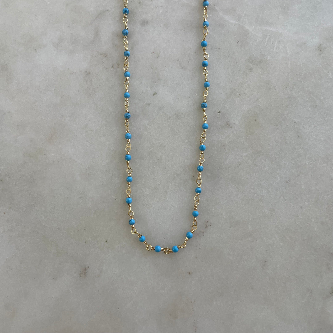 TURQUOISE BEADED CHAIN NECKLACE