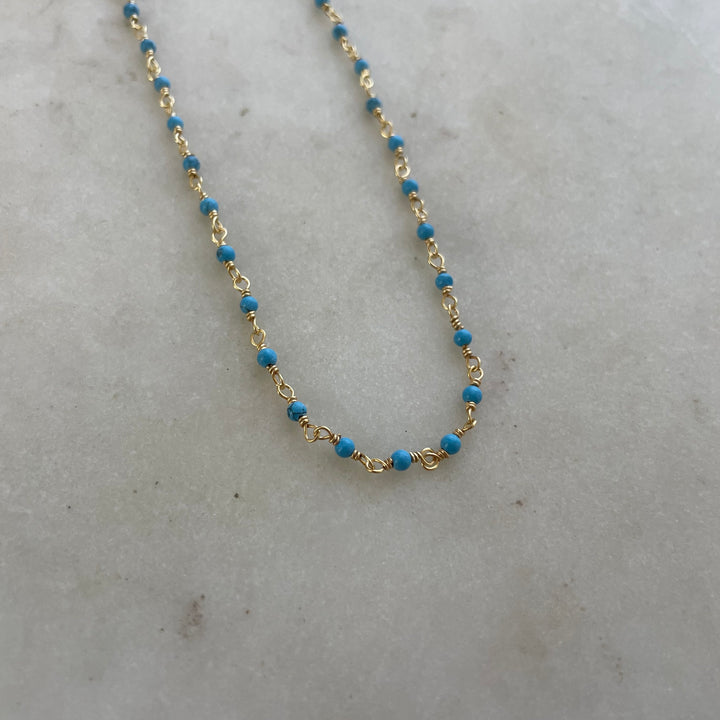 TURQUOISE BEADED CHAIN NECKLACE