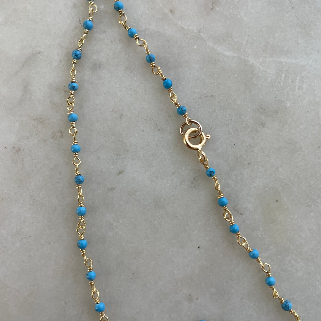 TURQUOISE BEADED CHAIN NECKLACE