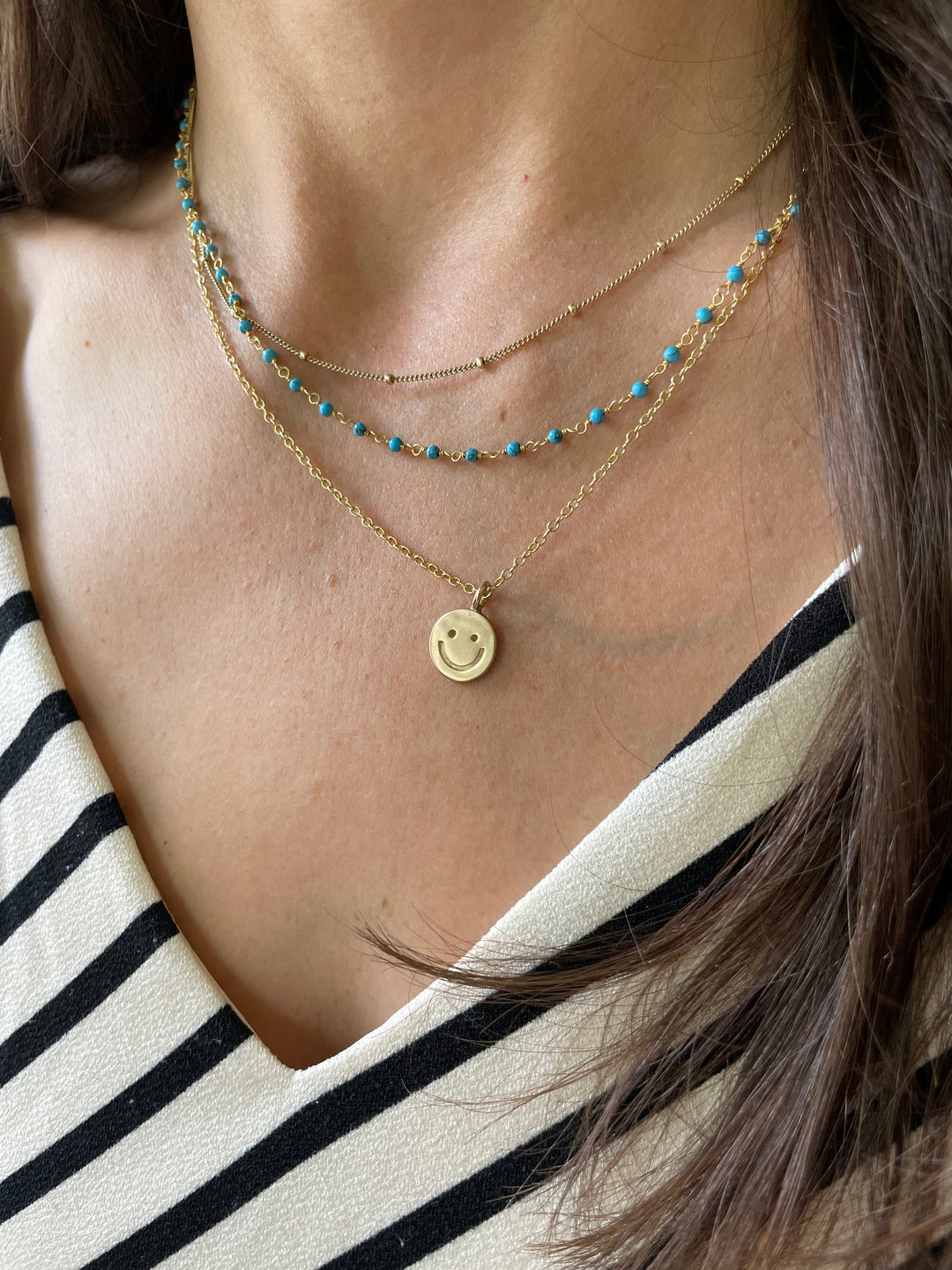 TURQUOISE BEADED CHAIN NECKLACE
