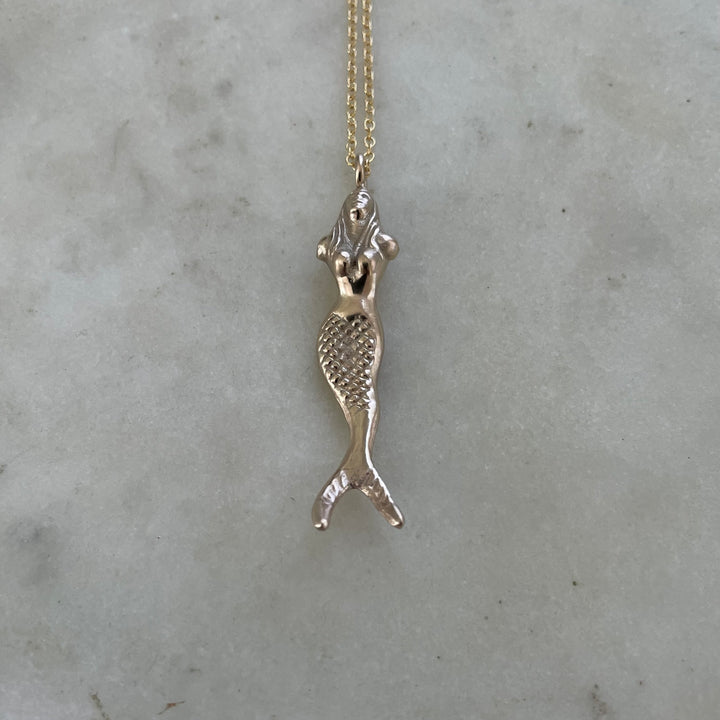 Shop The MIMOSA Handcrafted Mermaid Necklace In Bronze