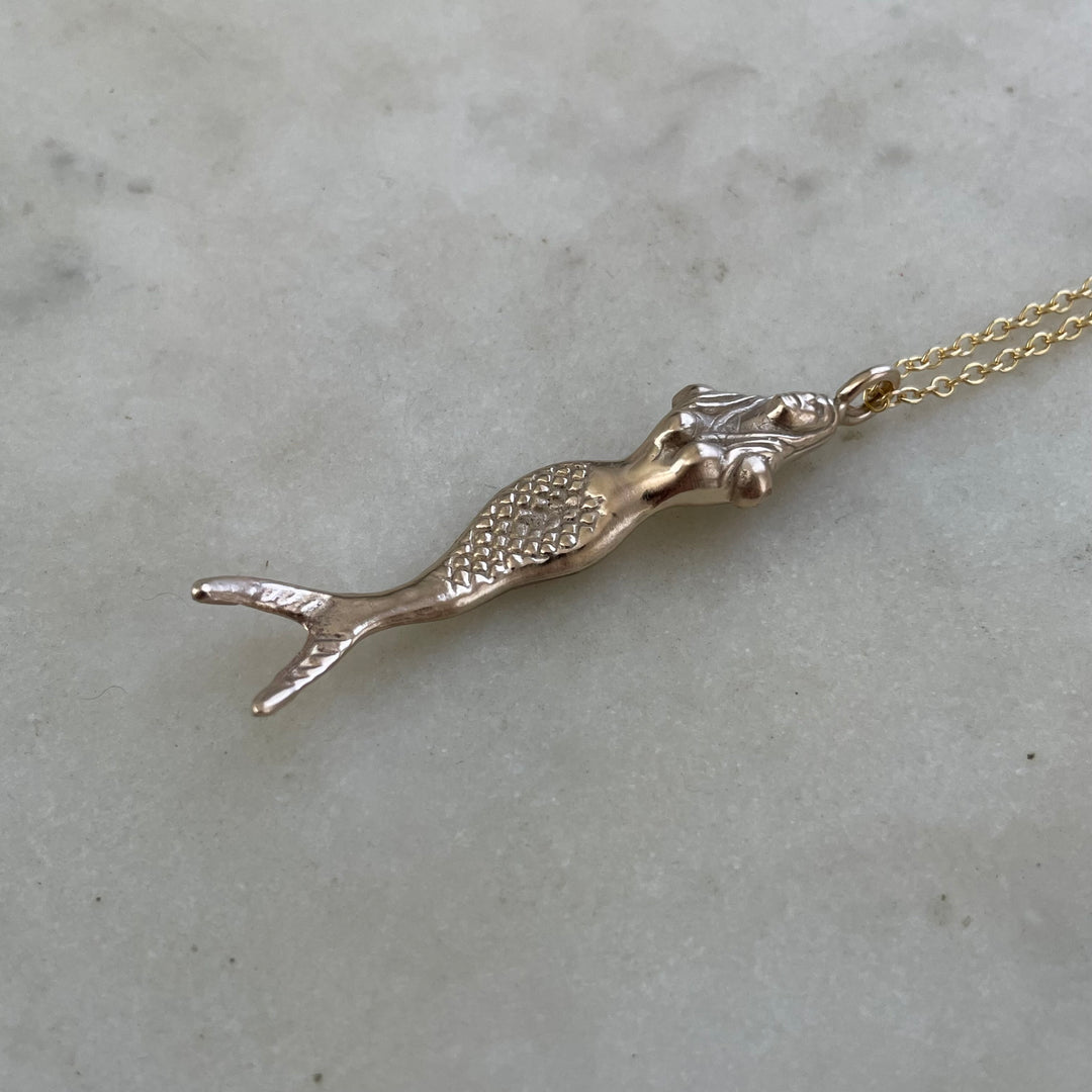 Shop The MIMOSA Handcrafted Mermaid Necklace In Bronze