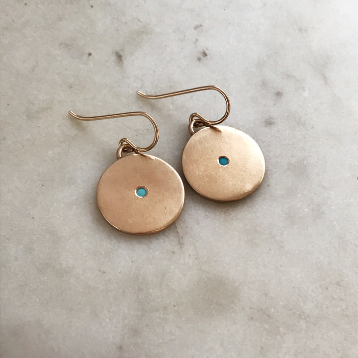 MINIMAL CIRCLE TURQUOISE EARRINGS - MIMOSA Handcrafted Jewelry