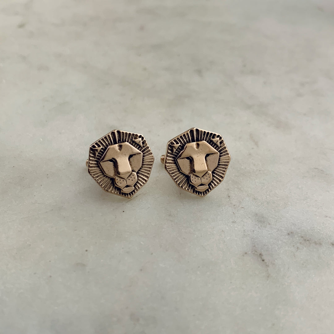Handcrafted Bronze Lion Cufflink Jewelry