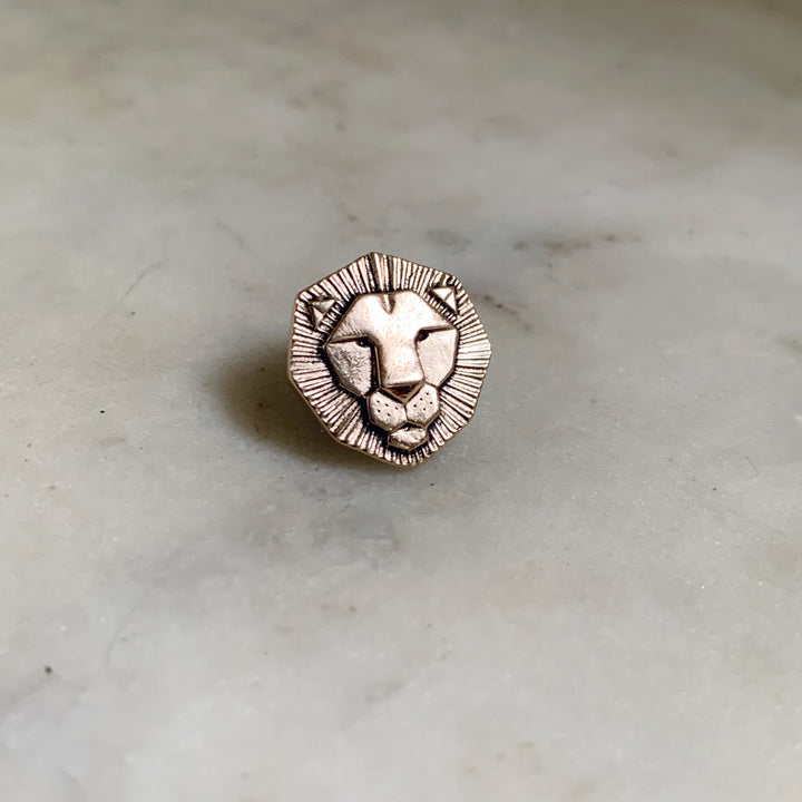 Handcrafted Bronze Lion Tie and Lapel Pin