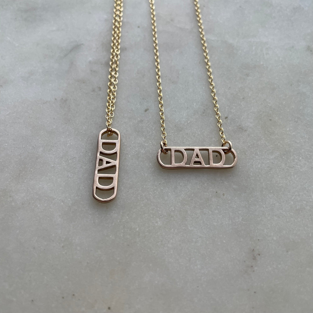 MIMOSA Handcrafted Dad Pendant And Bar Necklace In Bronze