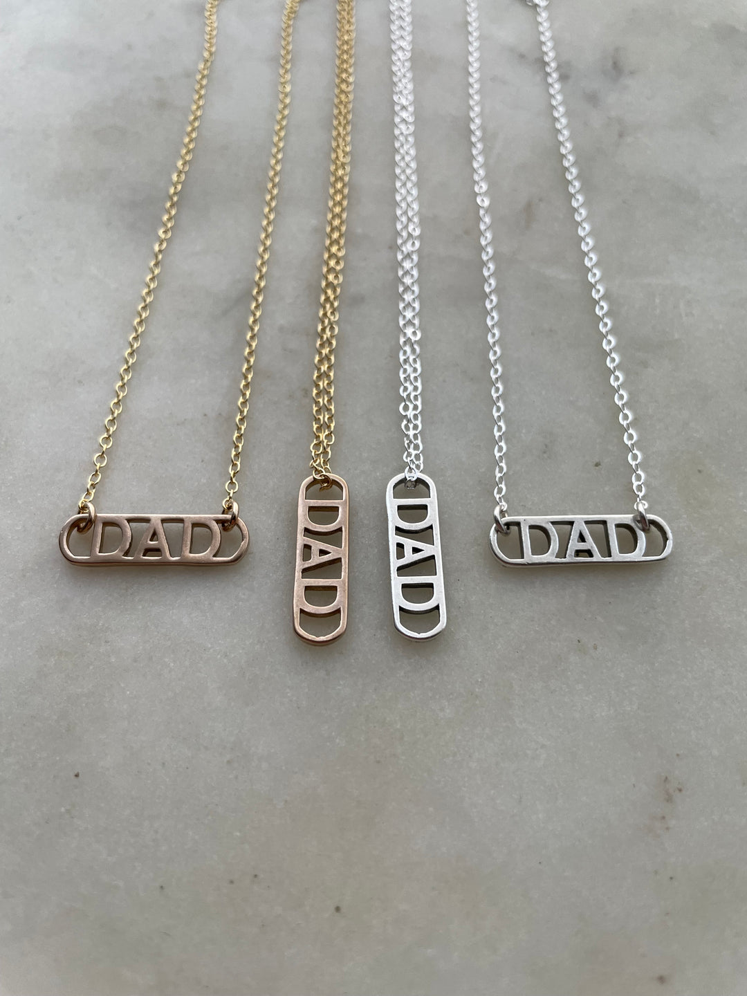 MIMOSA Handcrafted Dad Pendants And Bar Necklaces In Bronze And Sterling Silver
