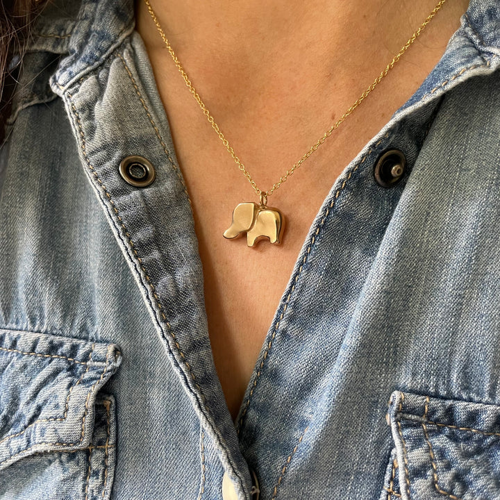 Woman Wearing Handcrafted Elephant Pendant Necklace