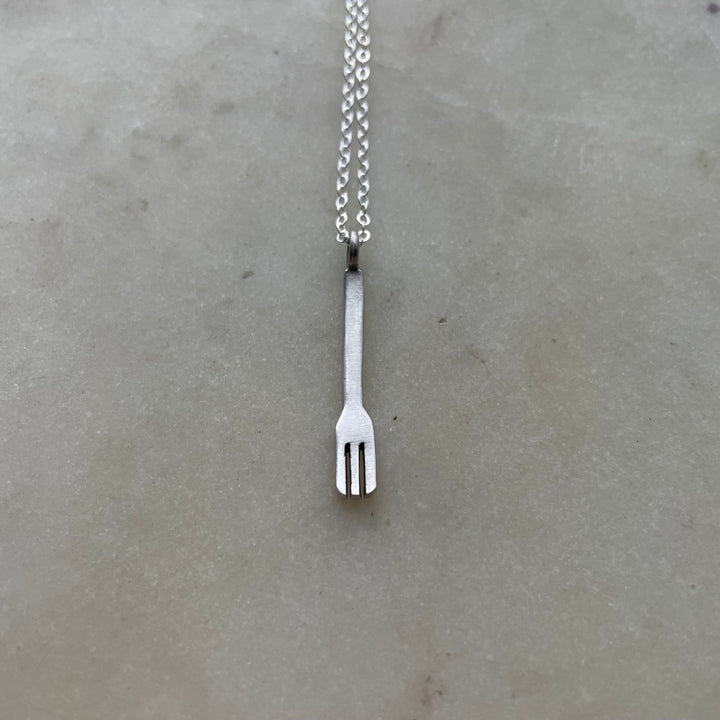 Handcrafted Sterling Silver Fork Pendant On Sterling Silver Necklace Chain