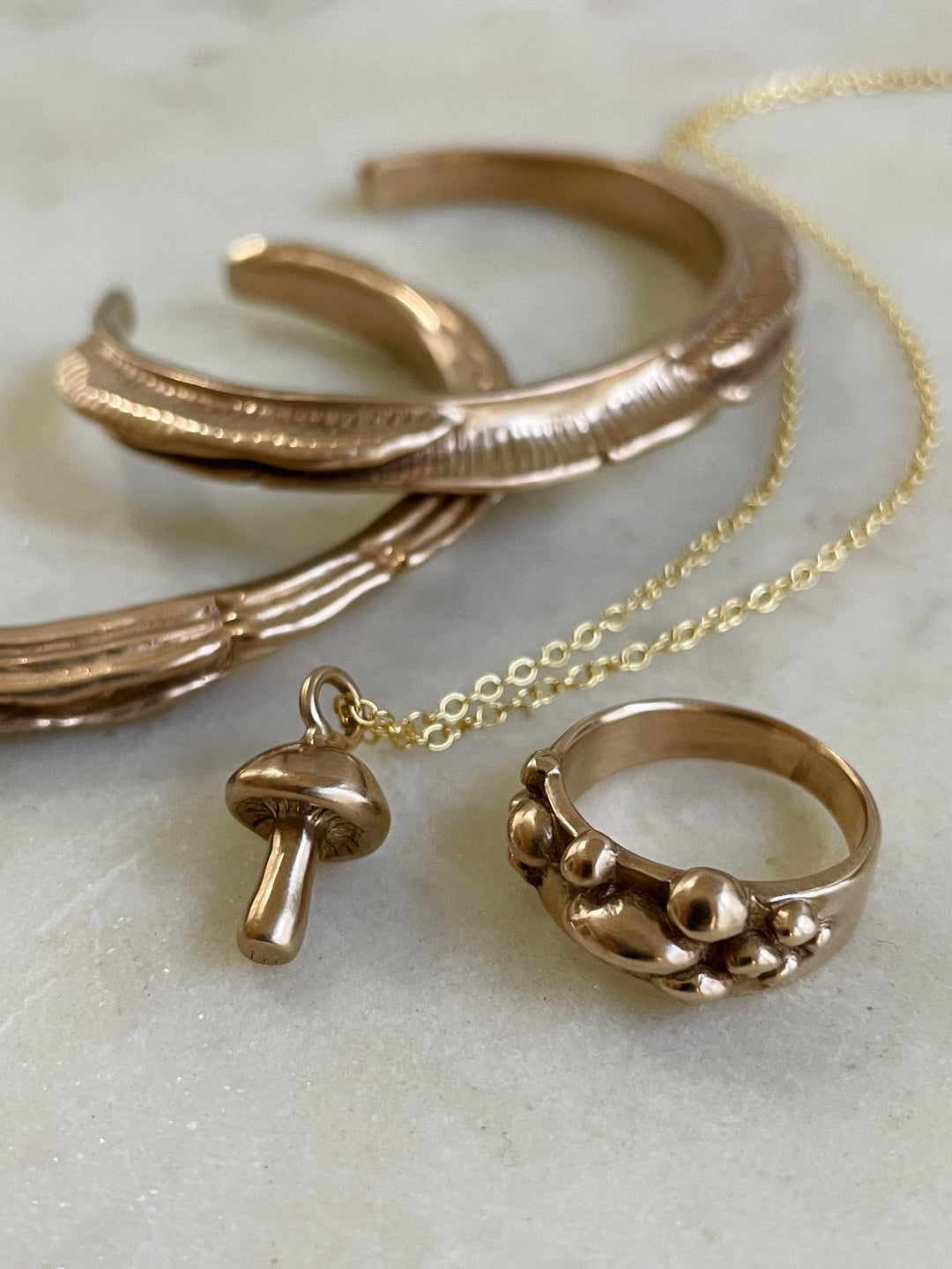 The MIMOSA Handcrafted Mushroom Jewelry Collection In Bronze