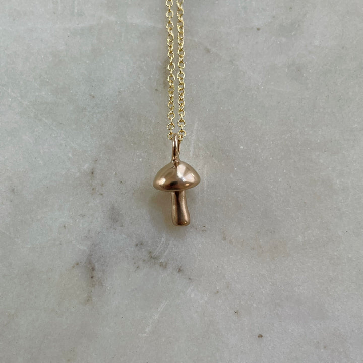 MIMOSA Handcrafted Bronze Mushroom Necklace On A Gold-Filled Chain