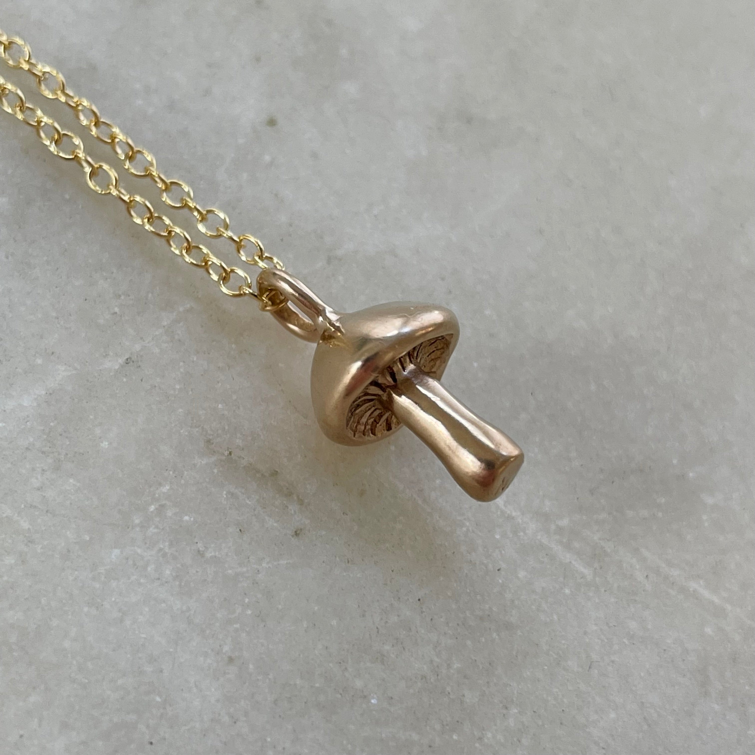 14K Solid Gold Mushroom Pendant Tiny mushroom Charm Necklace Diamond  Necklaces | eBay