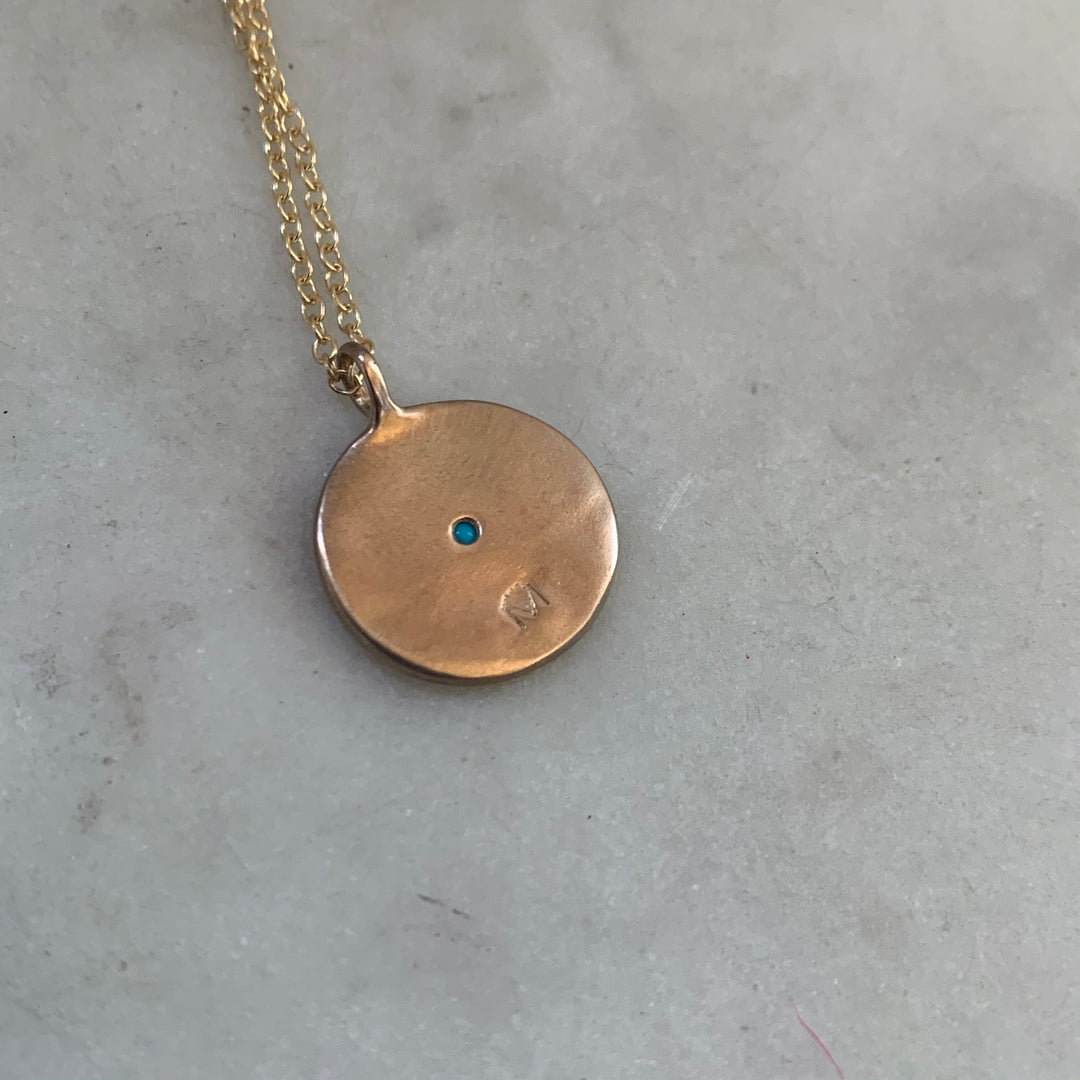 Bronze Minimal Circle Turquoise Necklace - MIMOSA Handcrafted Jewelry