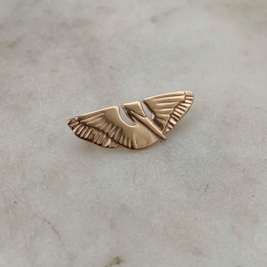 Handcrafted Bronze Pelican Tie Lapel Pin Jewelry