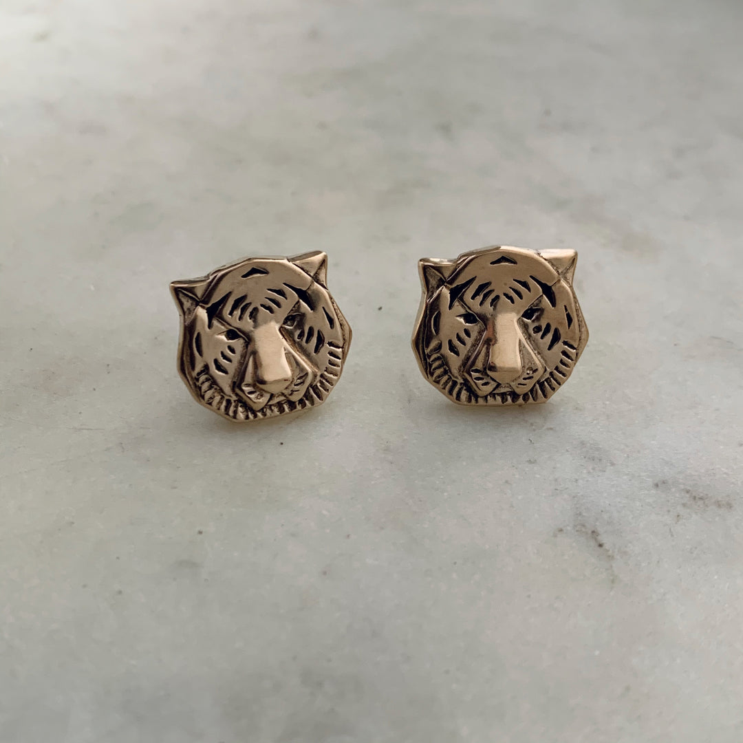 Handcrafted Bronze Tiger Cufflink Jewelry