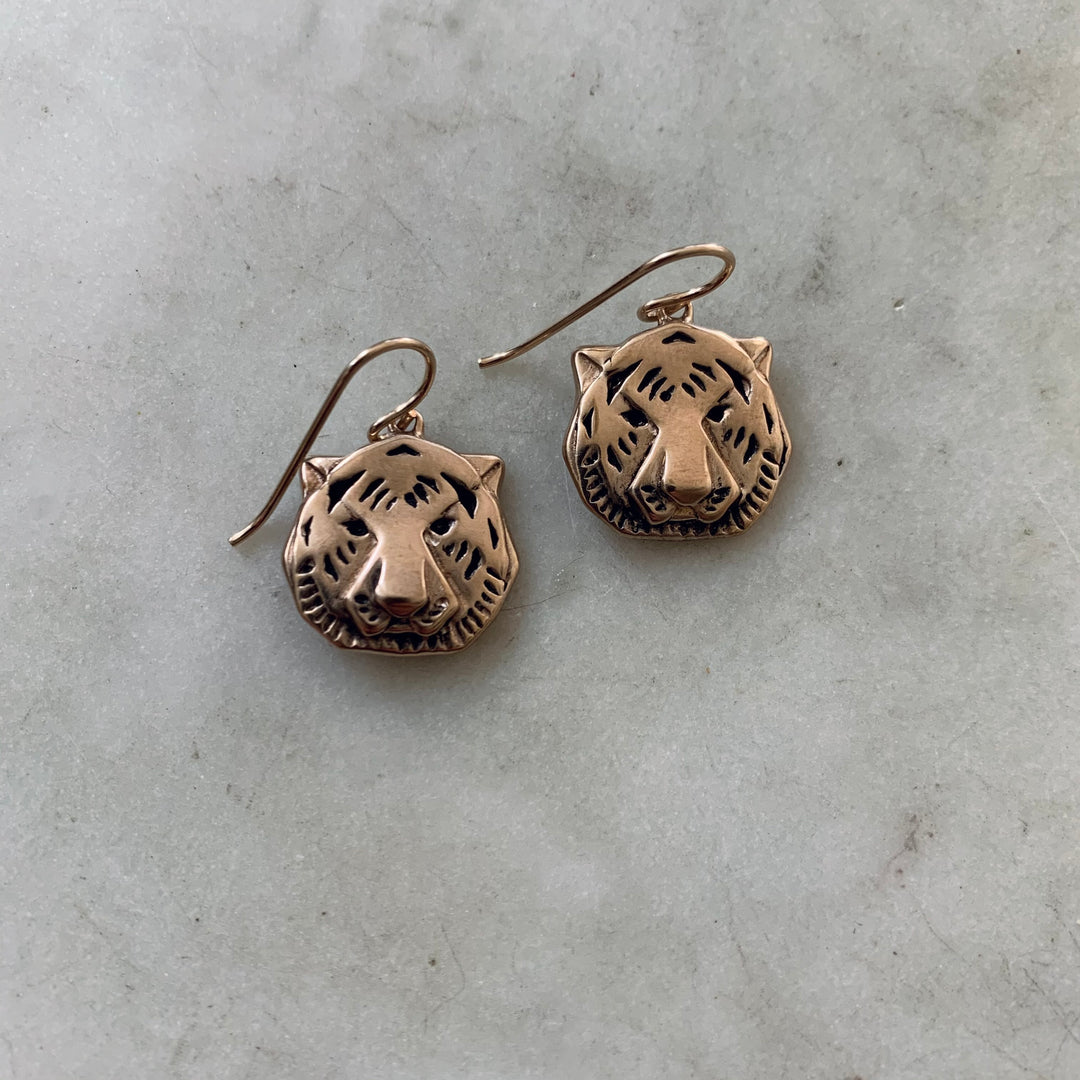 Bronze Tiger Earrings - MIMOSA Handcrafted Jewelry