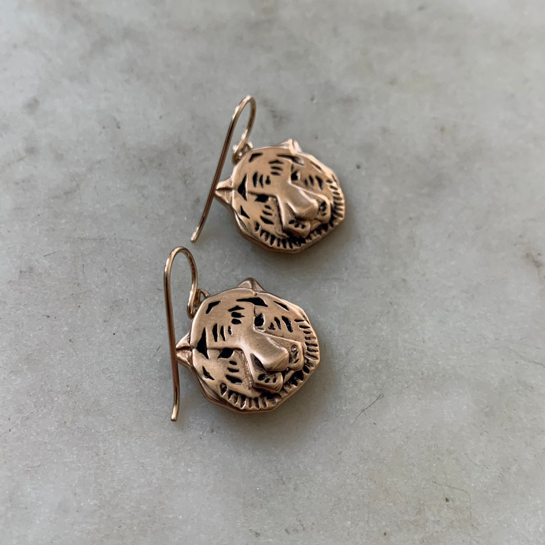 Bronze Tiger Earrings - MIMOSA Handcrafted Jewelry