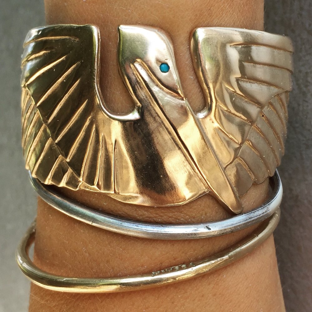 PELICAN CUFF + TURQUOISE EYE - MIMOSA Handcrafted Jewelry